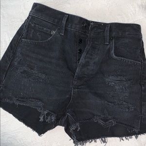 Agolde Jaden High waisted black denim shorts